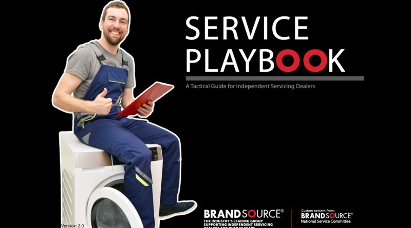 Service Playbook 2.0 cover with man sitting on washing machine giving a thumbs up.