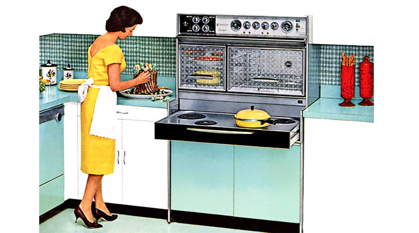 8 vintage sixties kitchens with Flair ranges: Pull-out electric stoves &  glass oven doors that opened upwards - Click Americana